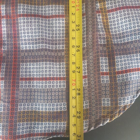 ETRO 39 SZ M Lightweight Cotton Men's Button Up Shirt, Red, Gold, Tan & Navy - Picture 15 of 15